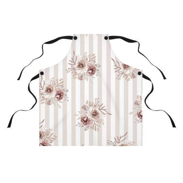 Apron-Neutral Browns-Floral Pinstripes