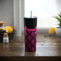 Skinny Tumbler, 20oz-Glam Passion Pink Bow-Passion Pink Lace-Black