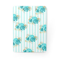 Clipboard-Aqua Blue-Floral Pinstripes