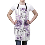 Apron-Soft Purple Floral-Purple Pinstripes-White