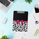 Clipboard-Glam Passion Pink Bow-Snow Leopard-Black