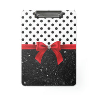 Clipboard-Glam Red Bow-Black Polka Dots-Black Glitter