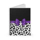 Small Spiral Notebook, 6x8in-Glam Purple Bow-Snow Leopard-Black