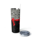 Skinny Tumbler, 20oz-Glam Red Bow-Zebra-Black Glitter