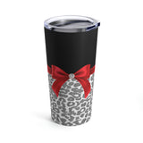 Tumbler 20oz-Glam Red Bow-Grey Leopard-Black