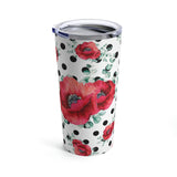 Tumbler 20oz-Rouge Red Floral-Black Polka Dots-White