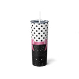 Skinny Tumbler, 20oz-Glam Pink Bow-Black Polka Dots-Black Glitter