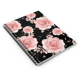 Small Spiral Notebook, 6x8in-Pink Rose-Pink Stencil-Black