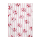 Velveteen Plush Blanket-Pink-Floral Pinstripes