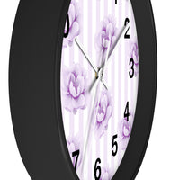 Wall clock-Purple Lilac-Floral Pinstripes