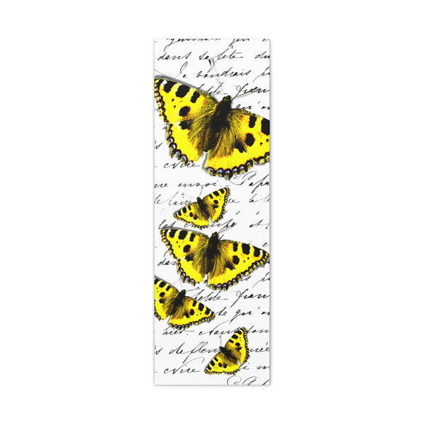 Canvas Art Panel 12"X36"in-Yellow Butterflies-Illegible Cursive-Variant 3