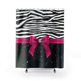 Shower Curtains-Glam Passion Pink Bow-Zebra-Black Glitter