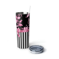 Skinny Tumbler, 20oz-Glam Pink Bow-Pink Black Stencil-Black White Pinstripes