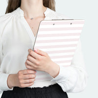 Clipboard-Soft Pink Floral Mauve-Horizontal Stripes-White