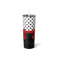 Skinny Tumbler, 20oz-Glam Red Bow-Black Polka Dots-Black Glitter