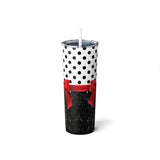 Skinny Tumbler, 20oz-Glam Red Bow-Black Polka Dots-Black Glitter