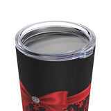 Tumbler 20oz-Glam Red Bow-Red Lace-Black