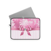 Laptop Sleeve-Glam Pink Bow-Pink White Stencil-Pink White Pinstripes