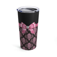 Tumbler 20oz-Glam Pink Bow-Pink Lace-Black