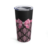 Tumbler 20oz-Glam Pink Bow-Pink Lace-Black