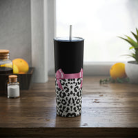 Skinny Tumbler, 20oz-Glam Pink Bow-Snow Leopard-Black