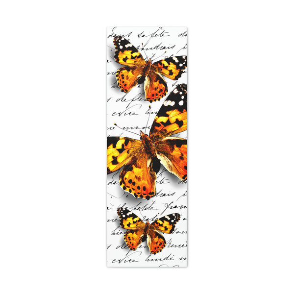 Canvas Art Panel 12"X36"in-Orange Butterflies-Illegible Cursive-Variant 1