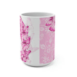 Coffee Mug 15oz-Pink Butterfly Duo-White