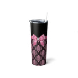 Skinny Tumbler, 20oz-Glam Pink Bow-Pink Lace-Black