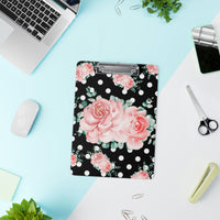 Clipboard-Lush Pink Floral-White Polka Dots-Black