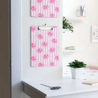 Clipboard-Magenta Pink-Floral Pinstripes