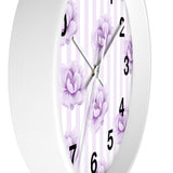 Wall clock-Purple Lilac-Floral Pinstripes