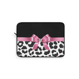 Laptop Sleeve-Glam Pink Bow-Snow Leopard-Black