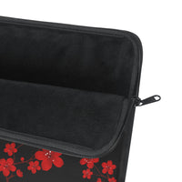 Laptop Sleeve-Red Floral Blossoms-Black