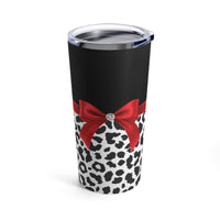 Tumbler 20oz-Glam Red Bow-Snow Leopard-Black