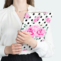 Clipboard-Magenta Pink Floral-Black Polka Dots-White