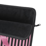 Laptop Sleeve-Glam Pink Bow-Pink Black Pinstripes-Black