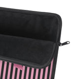 Laptop Sleeve-Glam Pink Bow-Pink Black Pinstripes-Black