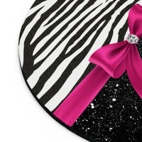 Mouse Pad-Glam Passion Pink Bow-Zebra-Black Glitter