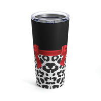 Tumbler 20oz-Glam Red Bow-Snow Leopard-Black
