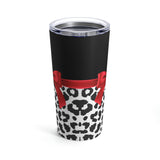 Tumbler 20oz-Glam Red Bow-Snow Leopard-Black