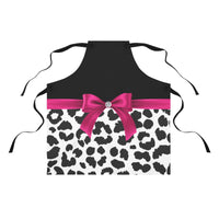 Apron-Glam Passion Pink Bow-Snow Leopard-Black