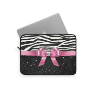 Laptop Sleeve-Glam Pink Bow-Zebra-Black Glitter