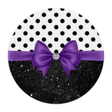 Mouse Pad-Glam Purple Bow-Black Polka Dots-Black Glitter