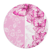 Mouse Pad-Pink Butterfly Duo-White