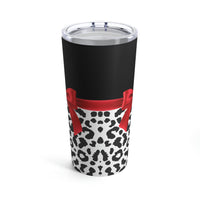 Tumbler 20oz-Glam Red Bow-Snow Leopard-Black