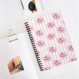 Spiral Notebook-Pink Floral-Pinstripes-Ruled Lined