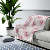 Velveteen Plush Blanket-Pink-Floral Pinstripes