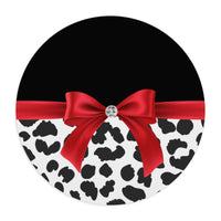 Mouse Pad-Glam Red Bow-Snow Leopard-Black