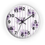 Wall clock-Stormy Purple-Floral Pinstripes