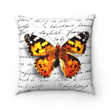 Square Pillow-Orange Butterfly-Illegible Cursive